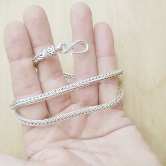 Sterling Silver 17 Inch Square Wheat Link Chain - Picture 6 of 8